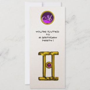 Invitation MONOGRAMME ALEXANDRITE GEMINI, améthyste jaune vif