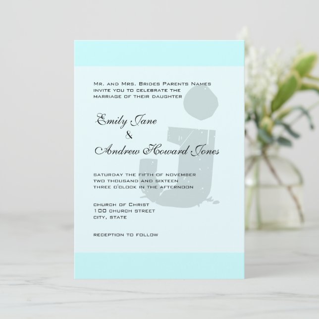 Invitation Monogramme amusant et amusant sur Elegant Silver M (Debout devant)