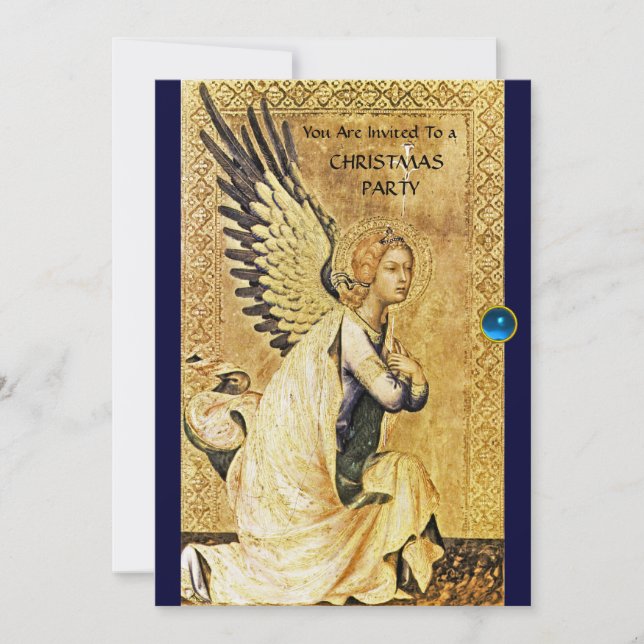 Invitation MONOGRAMME ANGEL ANNONCIÉ, Sapphire Bleu, Or (Devant)