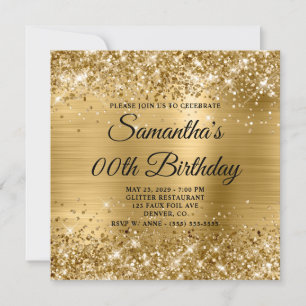 Invitation Monogramme Anniversaire Pailleté Or