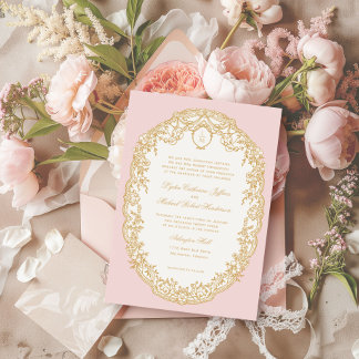 Invitation Monogramme Antique Rose Paris