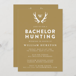 Invitation Monogramme Antlers Chasse Bachelor Party Invitatio