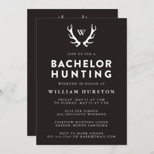 Invitation Monogramme Antlers Chasse Bachelor Party Invitatio