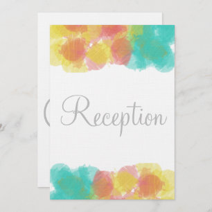 Invitation Monogramme Aquarelle rose Jaune Bleu Réception