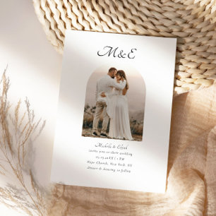 Invitation Monogramme Arc romantique Photo Mariage élégant