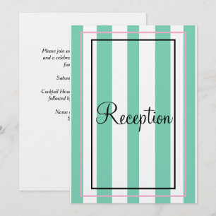 Invitation Monogramme argenté bandes vertes et blanches de ré