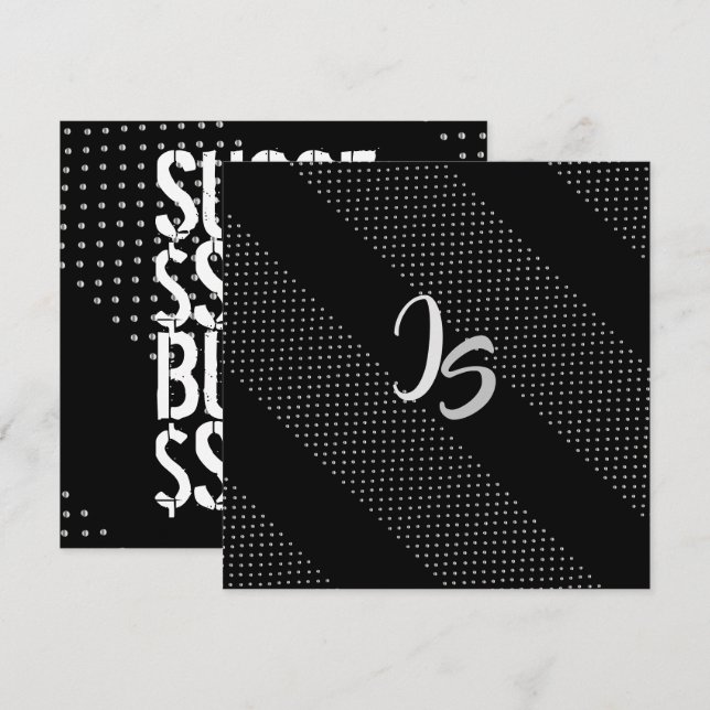 Invitation Monogramme Argenté Personnel d'un Homme d'Affaires (Devant / Derrière)