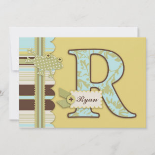 Invitation Monogramme avec grenouille et Baby shower d'impres