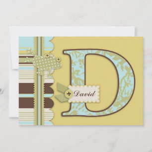 Invitation Monogramme avec grenouille et Baby shower d'impres