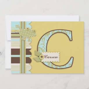 Invitation Monogramme avec grenouille et Baby shower d'impres