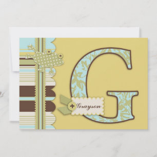 Invitation Monogramme avec grenouille et Baby shower d'impres