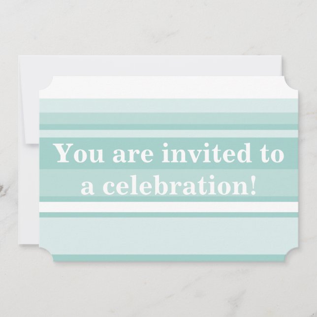 Invitation Monogramme bandes vert menthe (Devant)