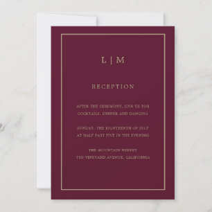 Invitation Monogramme Bourgogne minimal Mariage simple et élé