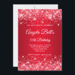 Invitation Monogramme brillant rouge Ombre Fancy<br><div class="desc">Une élégante invitation monogrammée à 50ème anniversaire pour elle. Vous pouvez customiser le texte pour une autre célébration d'anniversaire. L'art numérique présente une parties scintillant faux rouge brillant avec des éclats supplémentaires contre une image sombre et rouge foncé. On peut customiser le monogramme de calligraphie noir et blanc de fantaisie....</div>