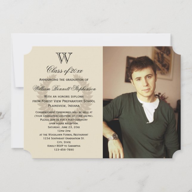 Invitation Monogramme Brown unique (Devant)