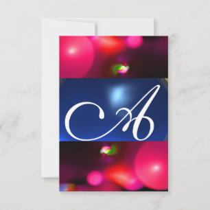 Invitation MONOGRAMME BULLE QUANTIQUE rouge bleu rsvp