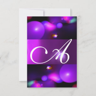 Invitation MONOGRAMME BULLE QUANTIQUE  rsvp violet