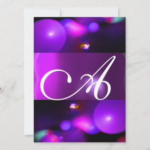 Invitation MONOGRAMME BULLE QUANTIQUE violet