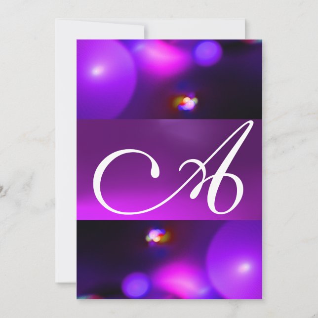 Invitation MONOGRAMME BULLE QUANTIQUE violet (Devant)