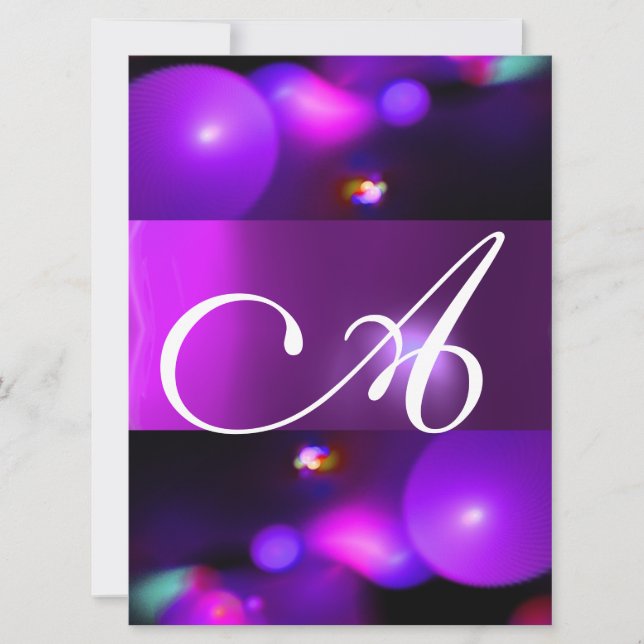 Invitation MONOGRAMME BULLE QUANTIQUE violet (Devant)