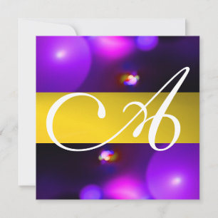 Invitation MONOGRAMME BULLE QUANTIQUE violet jaune
