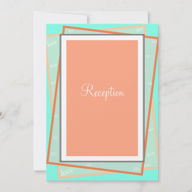 Invitation Monogramme Cantaloupe Bleu Réception géométrique (Devant)