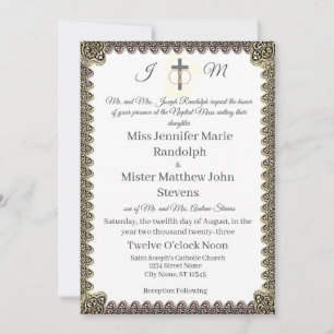Invitation Monogramme Catholique Vintage Wedding