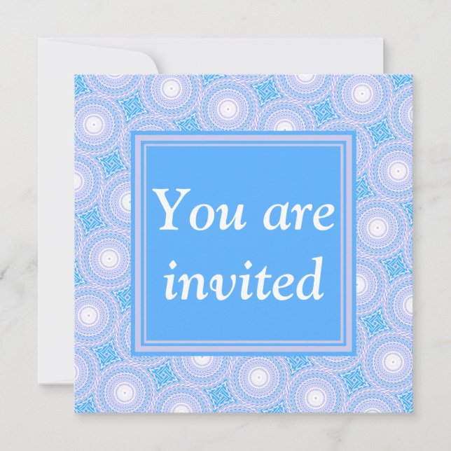 Invitation Monogramme Cercles bleu électrique motif (Devant)