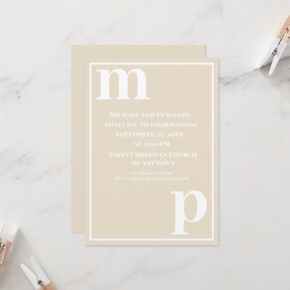 Invitation Monogramme Champagne Champagne Mariage beige tenda