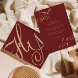 Invitation Monogramme chic moderne Bourgogne et Mariage or<br><div class="desc">Moderne Chic Monogram Bourgogne et Faire-part de mariage d'or.</div>