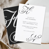 Monogramme chic moderne Mariage noir et blanc