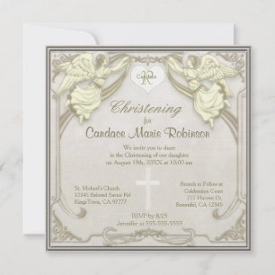 Invitation Monogramme Christening avec Angles