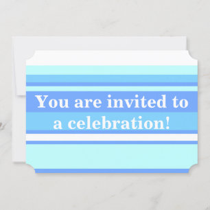 Invitation Monogramme ciel bandes bleues
