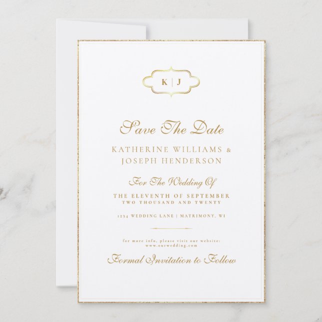 INVITATION MONOGRAMME CLASSIQUE CALLIGRAPHIE ROMANTIQUE SAVEZ (Devant)