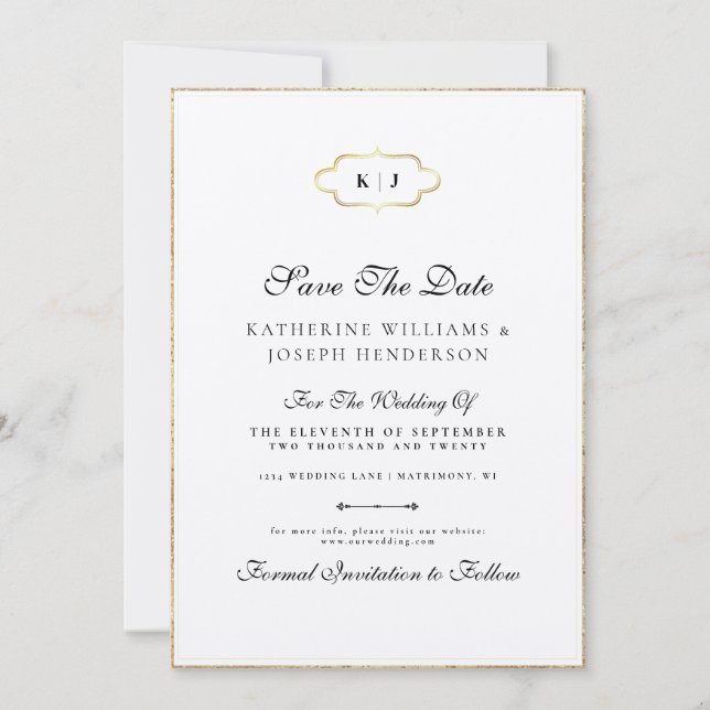 INVITATION MONOGRAMME CLASSIQUE CALLIGRAPHIE ROMANTIQUE SAVEZ (Devant)