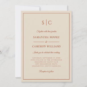 Invitation Monogramme Classique de Mariage Moderne en Terre C