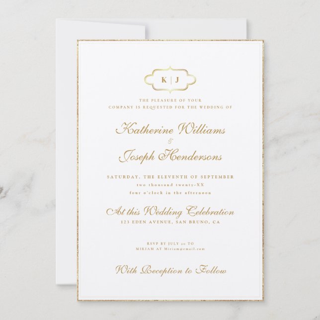 INVITATION MONOGRAMME CLASSIQUE ET MARIAGE DE CALLIGRAPHIE RO (Devant)