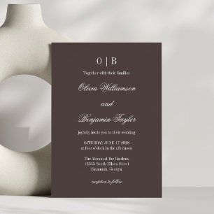Invitation Monogramme classique minimaliste café Mariage Brow