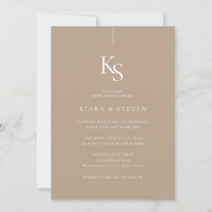 Invitation Monogramme classique simple   Pale Taupe Mariage