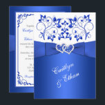 Invitation Monogramme Cobalt Bleu, Blanc Floral Mariage Invit<br><div class="desc">Partagez-vous un amour qui va dernier une éternité ? Eh bien, ce romantique et élégant faire-part de mariage floral bleu cobalt et blanc monogrammé peut être exactement ce que vous voulez. Il a un ruban et un arc IMPRIMÉ avec une paire de bijoux en diamant IMPRIMÉ et une parties scintillant...</div>
