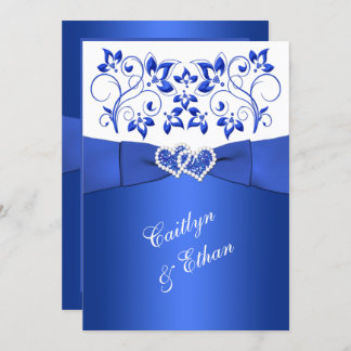Invitation Monogramme Cobalt Bleu, Blanc Floral Mariage Invit