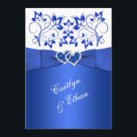 Invitation Monogramme Cobalt Blue, White Floral Wedding Invit<br><div class="desc">Partagez-vous un amour qui va dernier une éternité ? Eh bien, ce faire-part de mariage floral bleu cobalt et blanc monogrammé romantique et élégant peut être exactement ce que vous voulez. Elle est munie d'un ruban et d'un arc IMPRIMÉS avec une paire de bijoux en diamant IMPRIMÉS et d'une parties...</div>