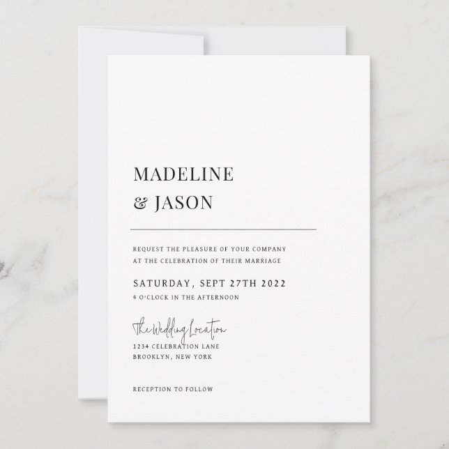 Invitation Monogramme contemporain minimaliste Mariage (Devant)