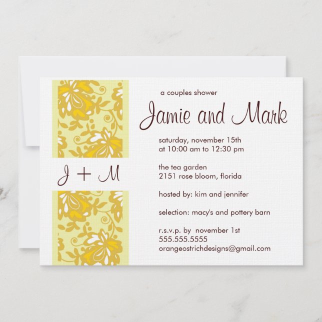 Invitation Monogramme Couples Shower (Devant)