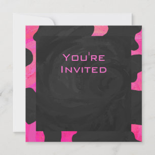 Invitation Monogramme Cow Hot Pink et Black Print