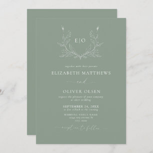Invitation Monogramme Crest   Mariage minimaliste moderne