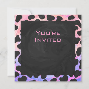 Invitation Monogramme Dalmatien noir et rose
