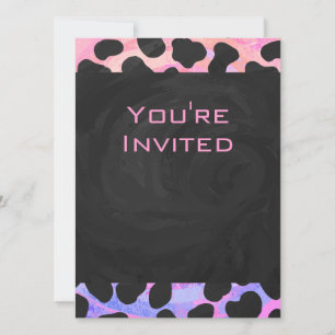 Invitation Monogramme Dalmatien noir et rose