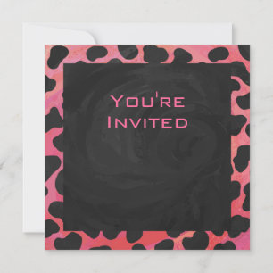 Invitation Monogramme Dalmatien Noir et Rouge