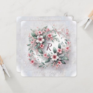 Invitation Monogramme Dans Un Mariage Élégant Fleur Wreath